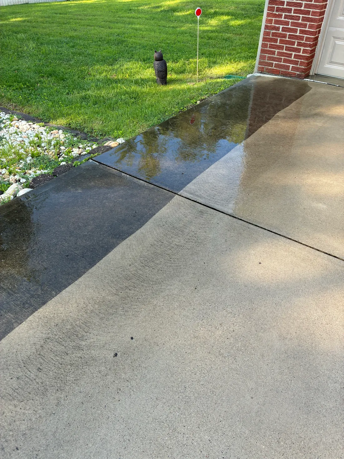 Concrete driveway before pressure washing