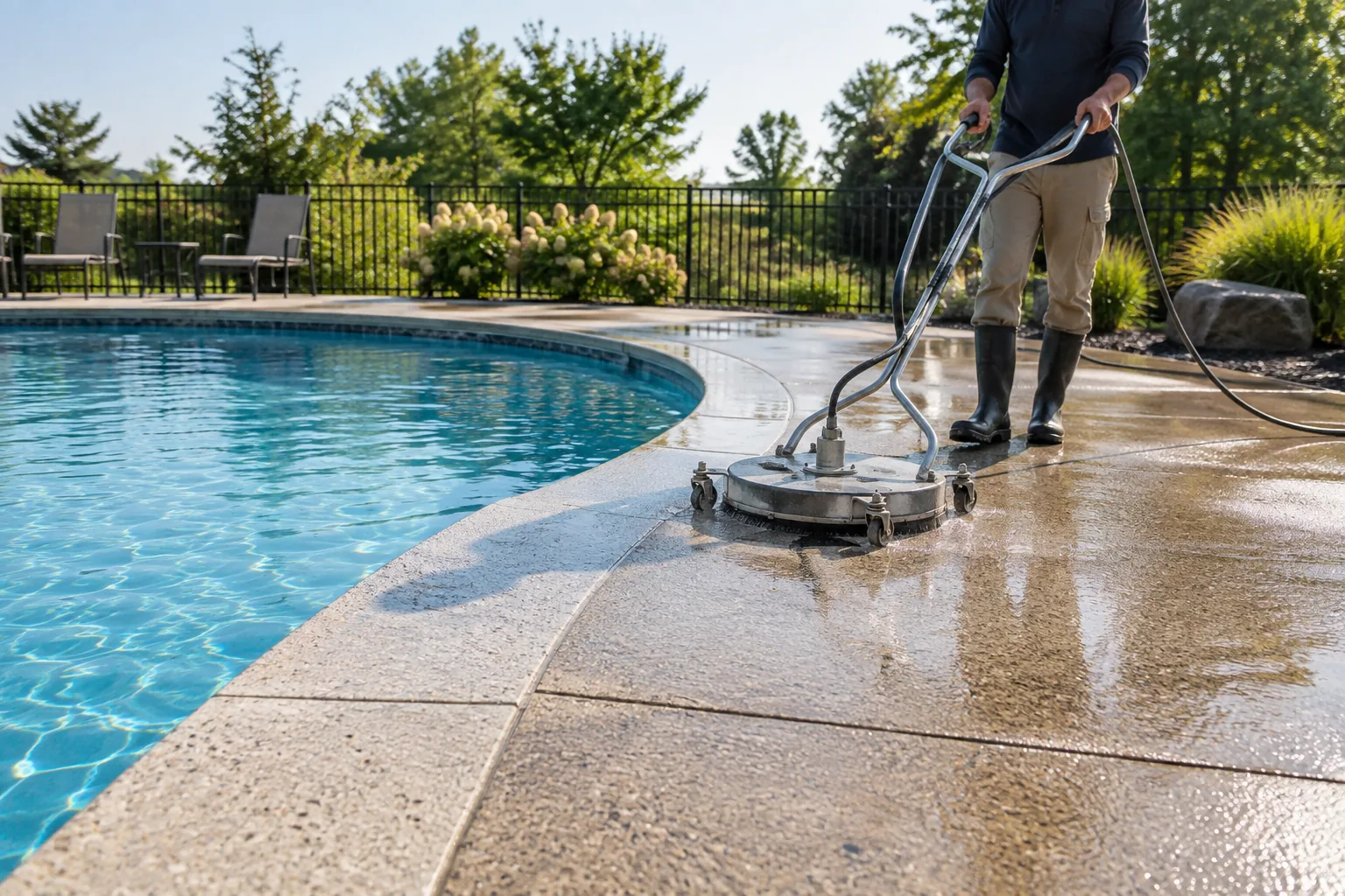 Representative pool-deck cleaning service photo